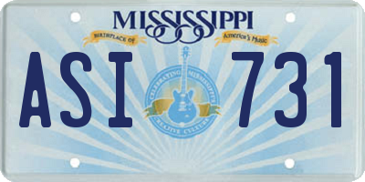 MS license plate ASI731