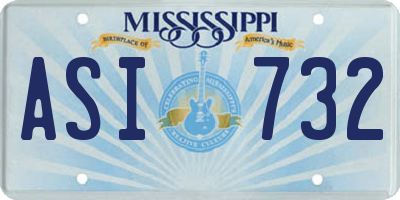 MS license plate ASI732