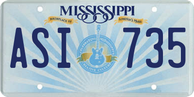 MS license plate ASI735