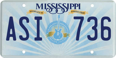 MS license plate ASI736