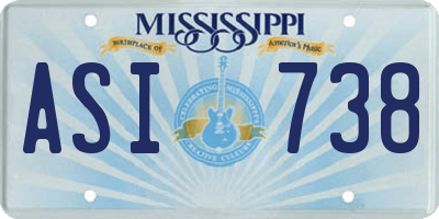 MS license plate ASI738