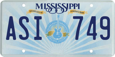 MS license plate ASI749