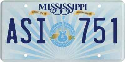 MS license plate ASI751