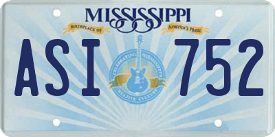 MS license plate ASI752
