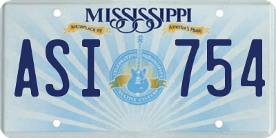 MS license plate ASI754
