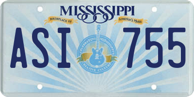 MS license plate ASI755