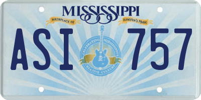 MS license plate ASI757