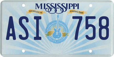 MS license plate ASI758