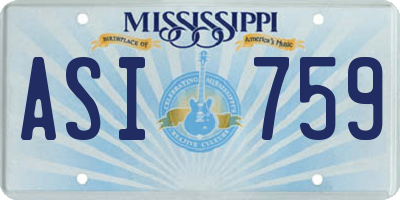 MS license plate ASI759