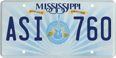MS license plate ASI760