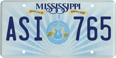 MS license plate ASI765