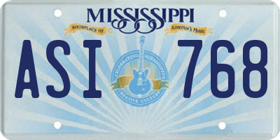 MS license plate ASI768