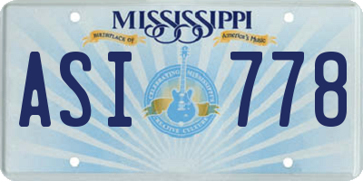 MS license plate ASI778