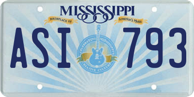 MS license plate ASI793