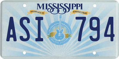MS license plate ASI794