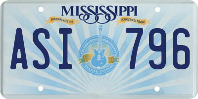 MS license plate ASI796