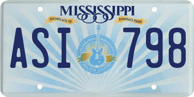 MS license plate ASI798