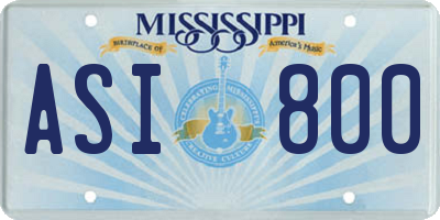 MS license plate ASI800