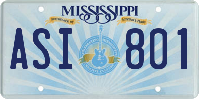 MS license plate ASI801