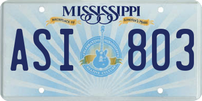 MS license plate ASI803