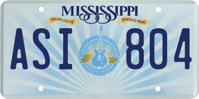 MS license plate ASI804