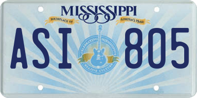 MS license plate ASI805