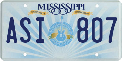 MS license plate ASI807