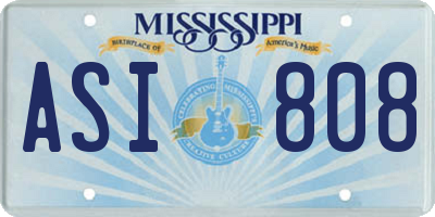 MS license plate ASI808