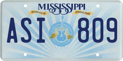 MS license plate ASI809