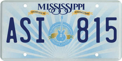 MS license plate ASI815