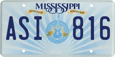 MS license plate ASI816