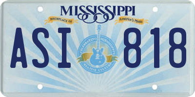 MS license plate ASI818
