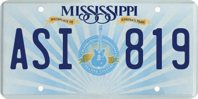 MS license plate ASI819