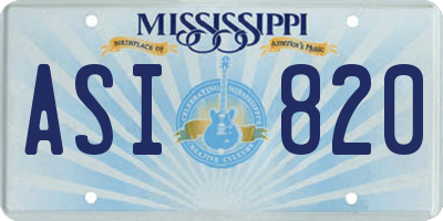 MS license plate ASI820