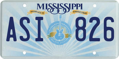 MS license plate ASI826