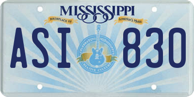 MS license plate ASI830