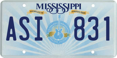 MS license plate ASI831