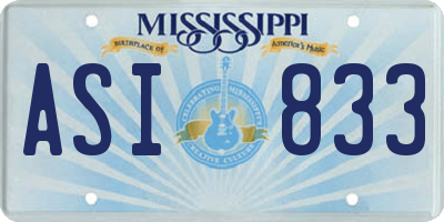 MS license plate ASI833