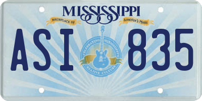 MS license plate ASI835