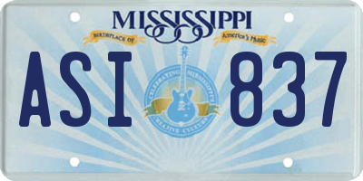MS license plate ASI837