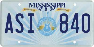 MS license plate ASI840