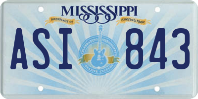 MS license plate ASI843