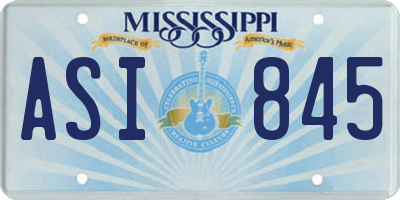 MS license plate ASI845