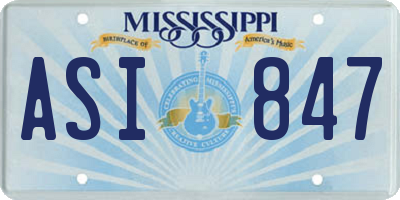 MS license plate ASI847