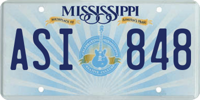 MS license plate ASI848