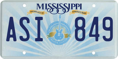 MS license plate ASI849