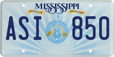 MS license plate ASI850