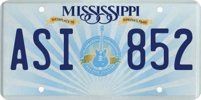 MS license plate ASI852