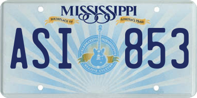 MS license plate ASI853