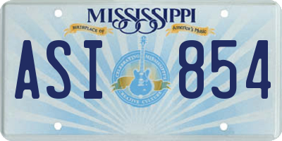 MS license plate ASI854